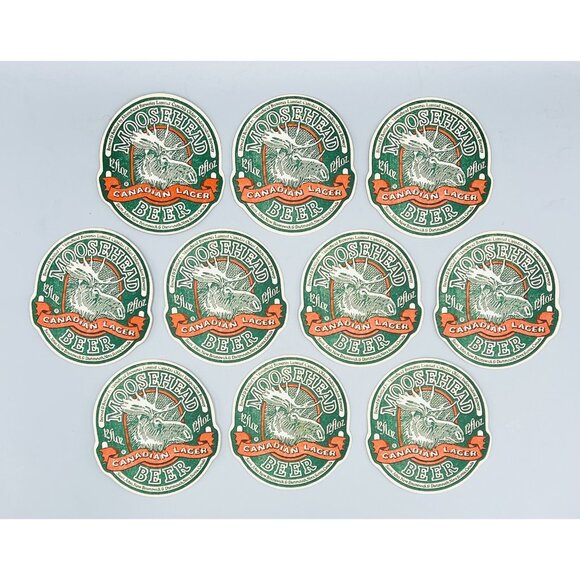 Lot 10 Vintage Moosehead Canadian Lager Beer Coasters Cardboard Barware Brewery - Picture 5 of 5